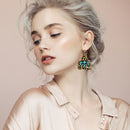 Retro Cow Print Leather Dangle Earrings West Cowboy Hooks Statement Jewelry