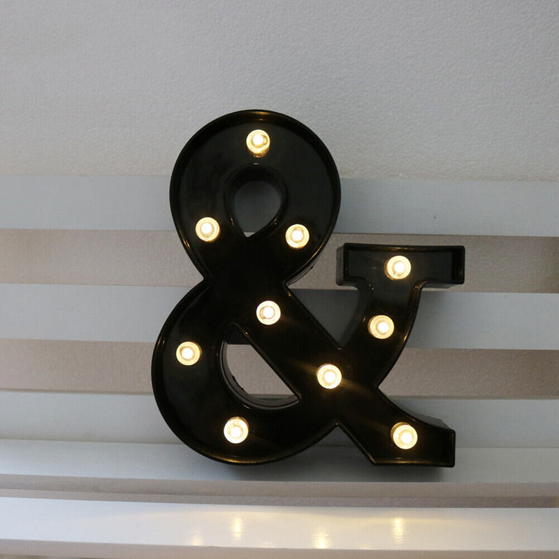 Letters LED Night Lights Alphabet Symbol Sign Lamp Home Wedding Decor (&) Newly
