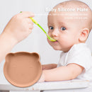 Children Dishes Baby Silicone Sucker Feeding Bowl Kid Dining Plate (Red) Newly