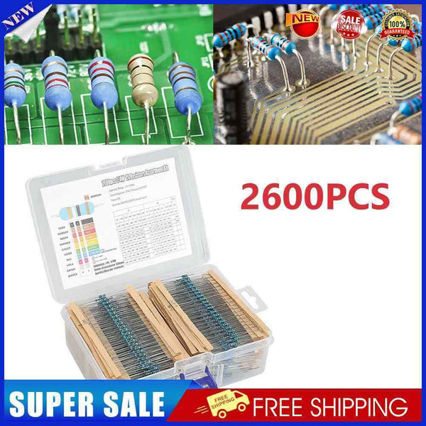 2600pcs Resistor Kit PTC UHF 0.25W Resistors Assorted Pack Kit Electronic Tools
