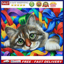 5D DIY Diamond Painting Kits Cat Full Round Drill Wall Mosaic Rhinestone Pi