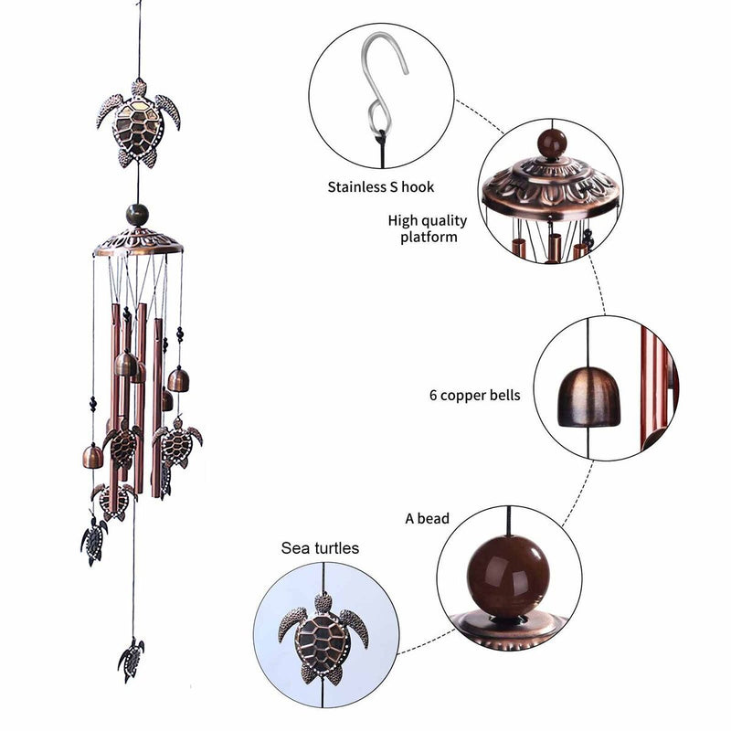 Animal Wind Chime Outdoor, Wind Bell Tubes, for Garden, Yard (Sea Turtle) Newly
