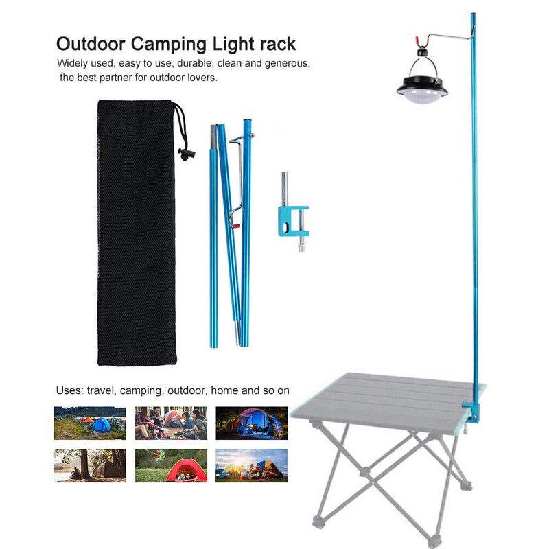 Portable Camping Hiking Pole Lamp Stand Detachable Picnic Hanging Light Hol