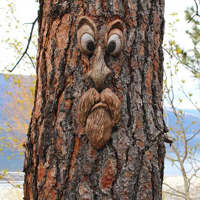Old Man Tree Face Hugger, Funny Bark Facial Features Art Decor for Yard, Ga