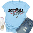 Independence Day Print Softball Letter Tea T-Shirt (Blue XL)