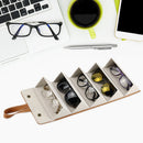 5 Grid Portable Glasses Display Box Folding Leather Sunglasses Bag (Brown) Newly