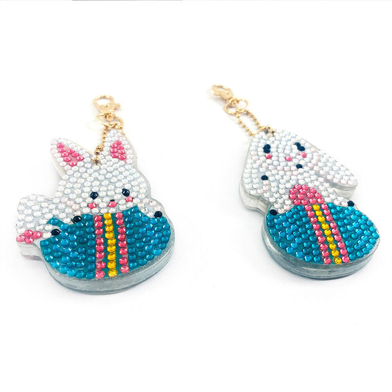 2pcs Diamond Painting Keychain Kit DIY Full Special Shaped Key Ring Bag Decor