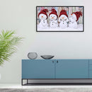 Full Cross Stitch Cotton Needlework Kit Printed Four Little Snowmen DIY Art