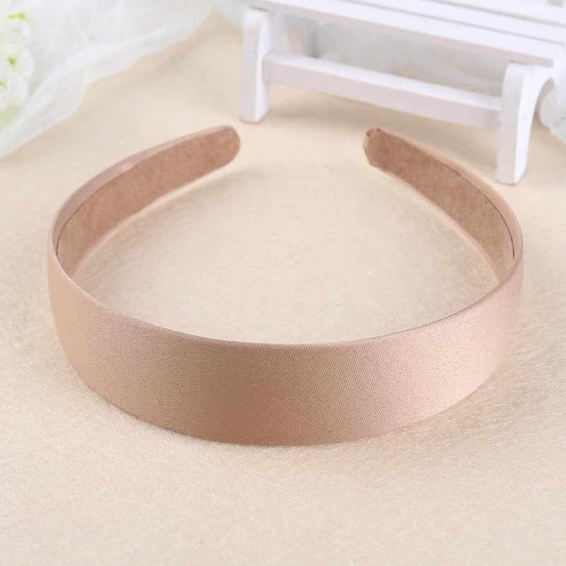 Solid Color Hair Hoops Simple Headband Women Girls Wide Hairband (Beige)