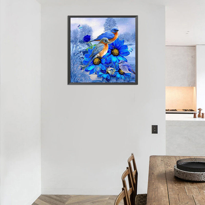 5D Diamond Painting Blue Flower Bird Partial Special Shape Drill DIY Crafts Sets