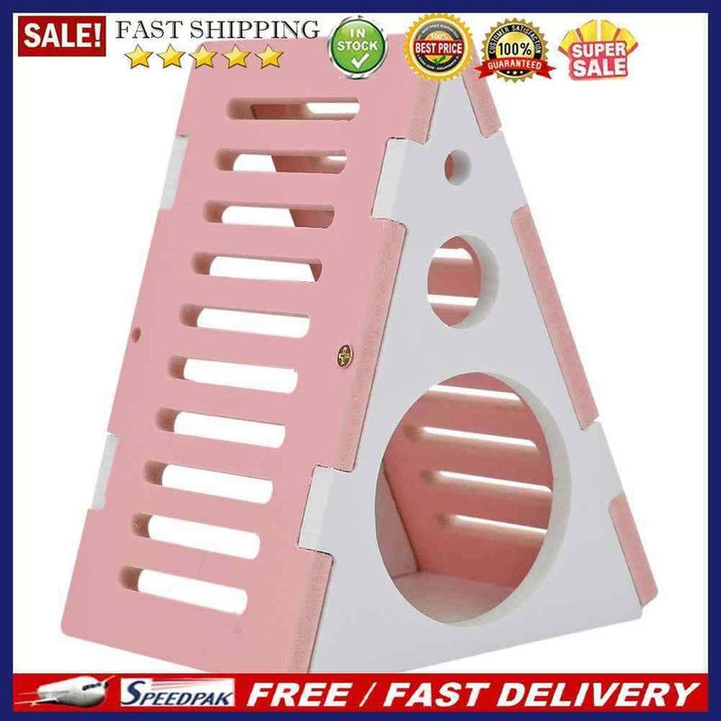 Wooden Hamster House Nest Small Animals Sleeping Bed Cartoon Pet Playing Cage