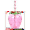 Strawberry Straw Cup - Leakproof Plastic Drinking Water Bottle Clear (1) Newly