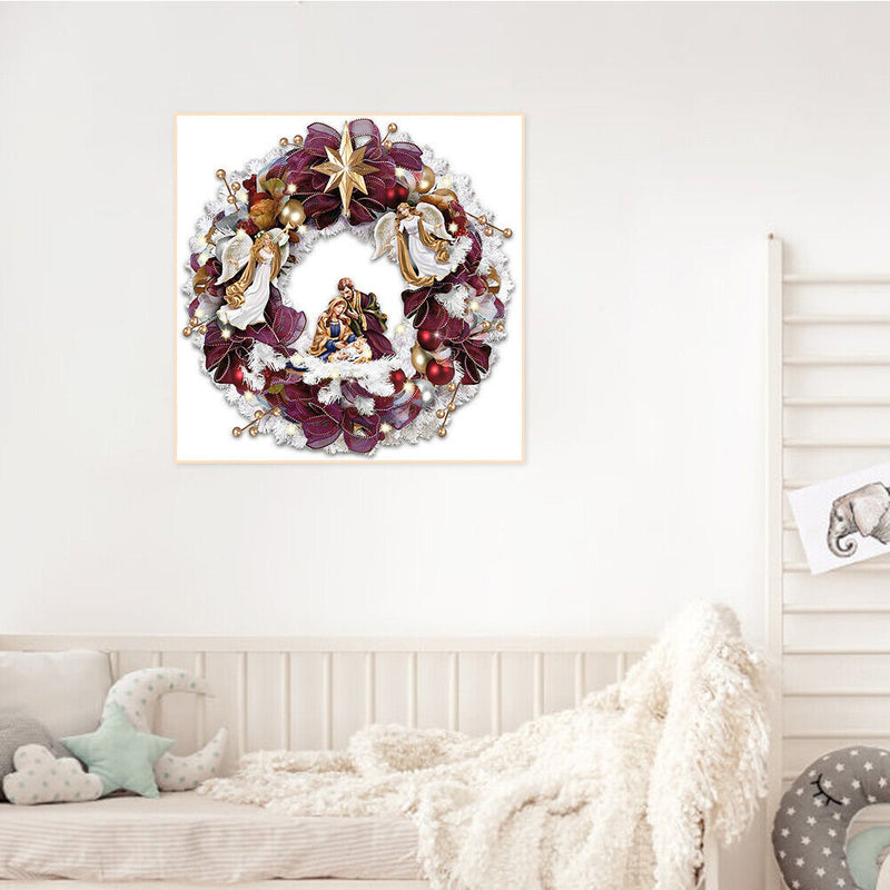 Oil Paint By Numbers Picture DIY Painting Wreath Flower Drawing on Canvas