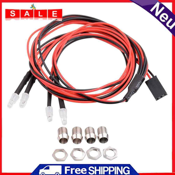 4pcs 70cm 3mm LED Headlight Taillight for 1/12 1/18 1/10 1/8 Axial Scx10 RC Cars