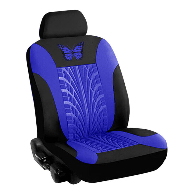 Car Seat Cover Set Butterfly Pattern PU Leather for 1 Bucket Seat (Blue) Newly