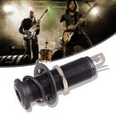 Electric Guitar Bass 1/4 inch Straight Ribbed Jack Plug Socket (Black)
