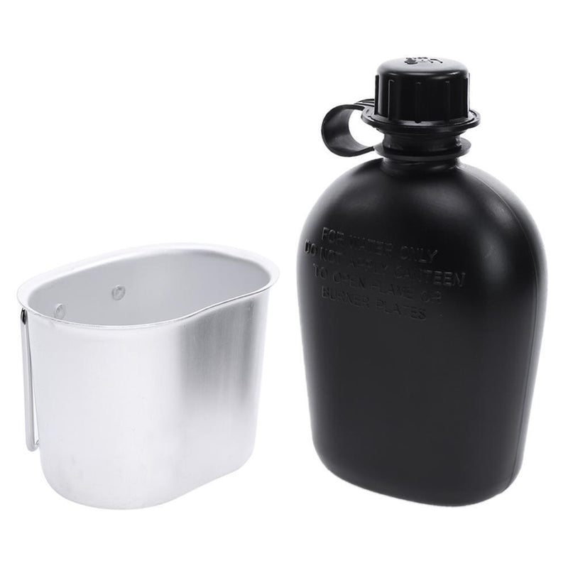 Portable Outdoor Hiking Camping Digital Kettle Bottle with Lunch Box(Black)