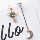 Korean Long Fashion Asymmetrical Stud Earring Drop Dangle Earrings Star Moon