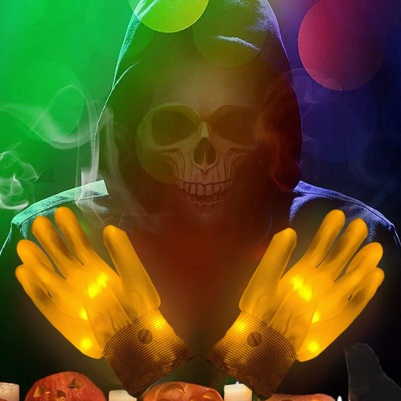 #A LED Hand Bone Glowing Gloves Halloween Colorful Glow In The Dark Skeleton Mit