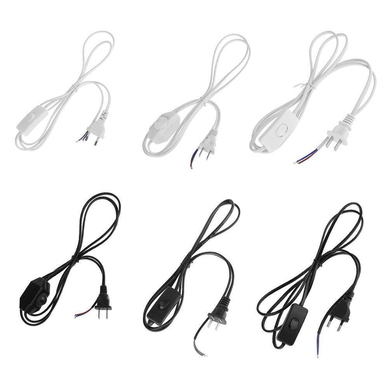 5pcs 5.9ft Power Cord with On/Off Switch(EU Plug/White)
