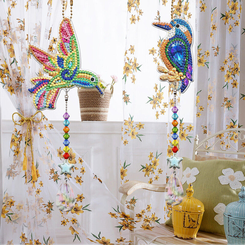2pcs 5D Diamond Painting Bird Pendant Bag Keychain Jewelry Gifts (SMDZ202)
