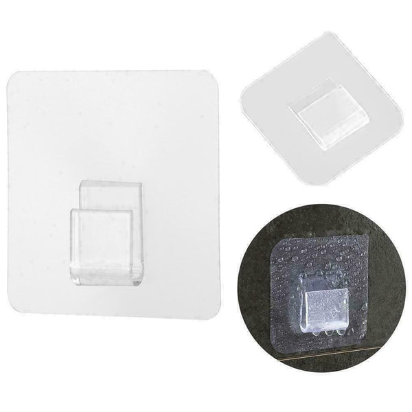 1*Double-Side Self-Adhesive Wall Mounted Hook Punch 7*7cm Hanger J3U7 UK G5G0