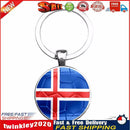 National Flag Keychain Key Ring Glass Keyring Football Fans Gift(Iceland) Newly