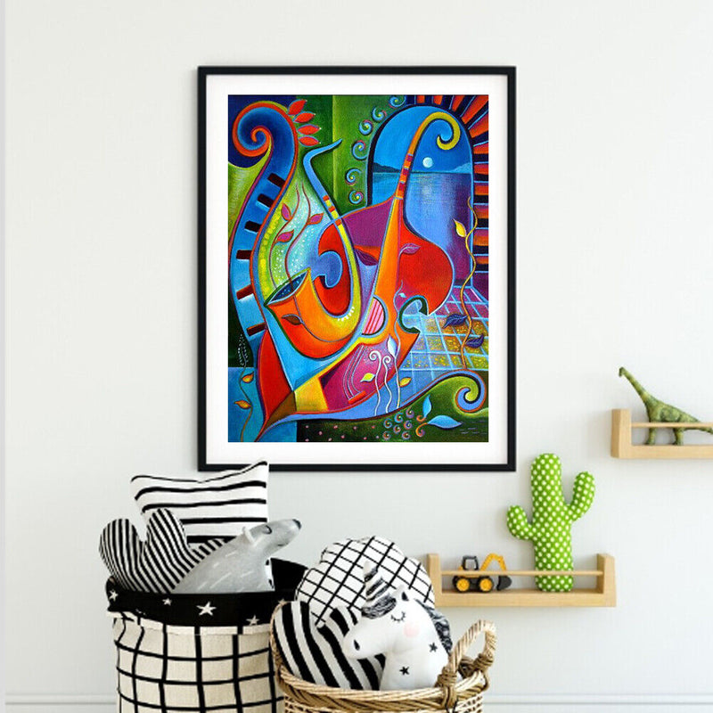 Musical Instrument Oil Paint By Numbers Hand Painted Wall Art Craft Home Deco
