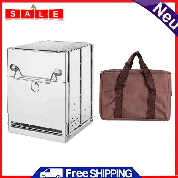 2pcs Outdoor Wood Stove Portable Camping Picnic BBQ Folding Cooking Grill