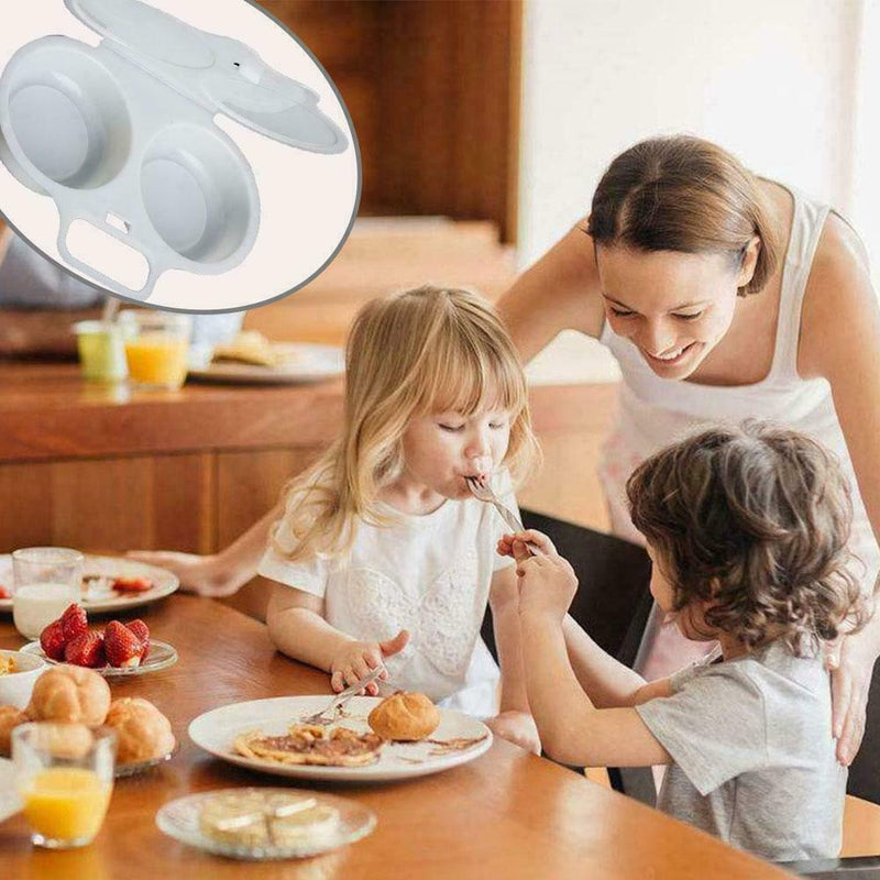 Microwave Double Cup Egg Cooker Steamer Perfect Eggs Poacher Cookware I1M0
