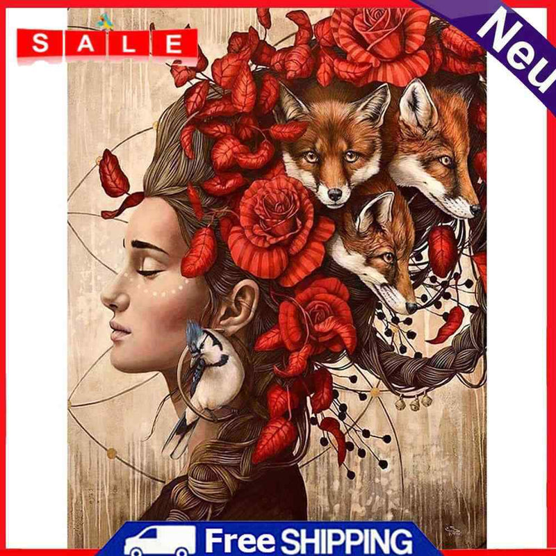 Fox Girl Oil Paint By Numbers Kits DIY Canvas Wall Art Picture Craft Home Decor