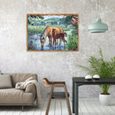5D DIY Full Drill Diamond Painting Horse Drinking Cross Stitch Embroidery Craft