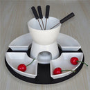 Hot White Forks Dishes Chocolate Pot Fondue Ceramic