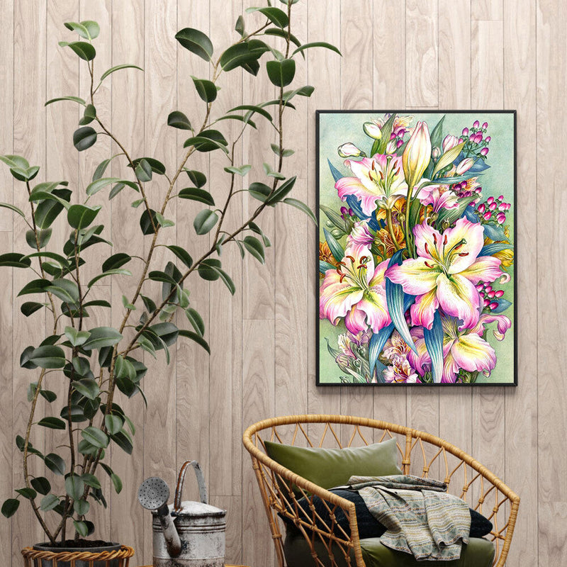 Drawing Paintwork Flower Bush Home Living Room Decoration 40x50cm Without Fra