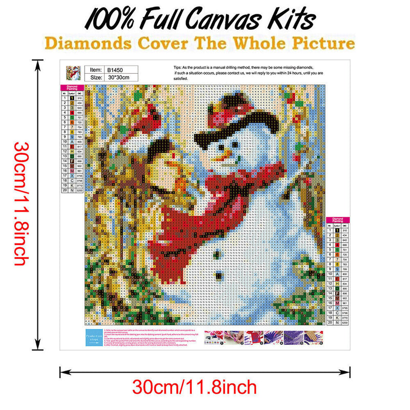 5D DIY Full Drill Diamond Painting Christmas Snowman Cross Stitch (B1450) Newly