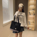 Women Fashion Canvas Patchwork Shoulder Bag Casual Large Capacity Tote Handbags