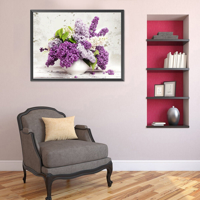 5D Diamond Painting DIY Lavender Partial Round Drill Mosaic Picture Wall Decor