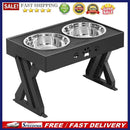 Large Dog Food Bowl Pet Elevated Adjustable Stainless Steel Double Bowl Feeders