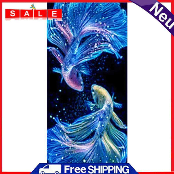 Diamond Painting 5D DIY Blue Fish Full Round Drill Rhinestone Mosaic Picture Kit