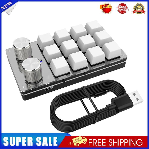 Macro Custom Wired Gaming Keyboard Programmable Mechanical Keypad (White)