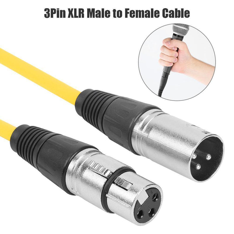 1.8m XLR 3Pin Cable Male to Female Shielded Microphone Wire Cord (Yellow) Newly