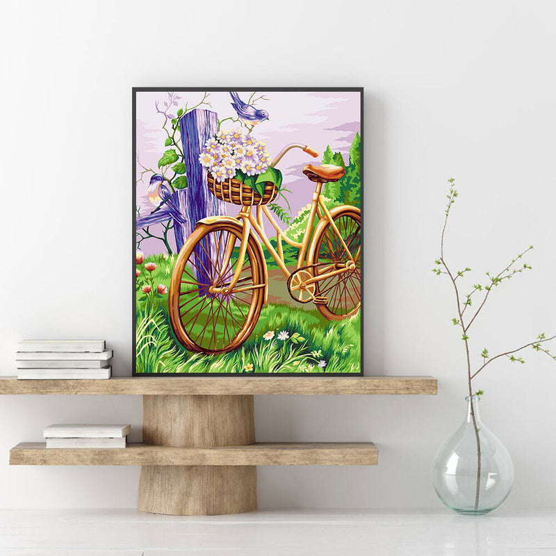 Lawn Bike Oil Paint By Numbers Kits DIY Handpainted on Canvas Wall Art Gift