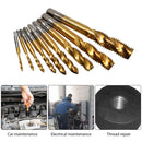 9pcs Hand Tap Drill Bits HSS Screw Spiral Point Thread Hex Shank Machine Tap Kit
