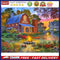 DIY Small Town Scenery Oil Paint by Numbers Coded Hand Painted Acrylic Drawin