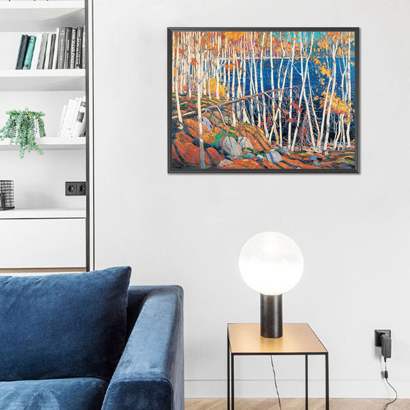 Birch Forest by Lake Oil Paint By Number Kit DIY Home Decoration Gift Wall Art