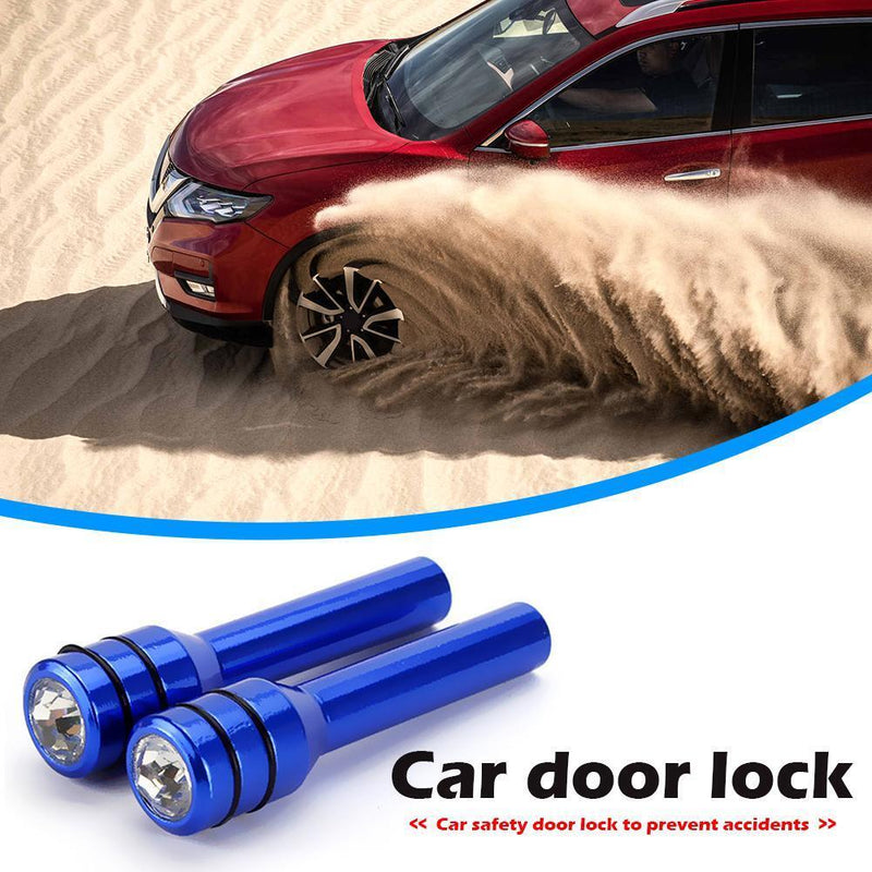Bling Car Door Lock Knob Aluminum Door Lock Knob Pull Pin 2 Pack (Blue)
