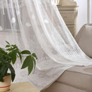 Leaf Print Tulle Voile Curtains Window Door Curtain for Living Room (White)