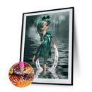 5D DIY Full Drill Round Shape Big Eyes Green Girl Rhinestone Diamond Drawing