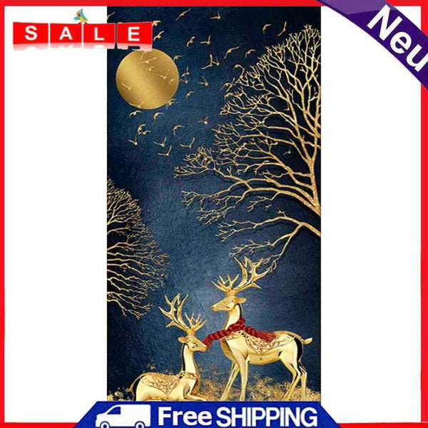 Golden Deer Oil Paint By Numbers DIY Canvas Wall Picture Craft Home Decorations