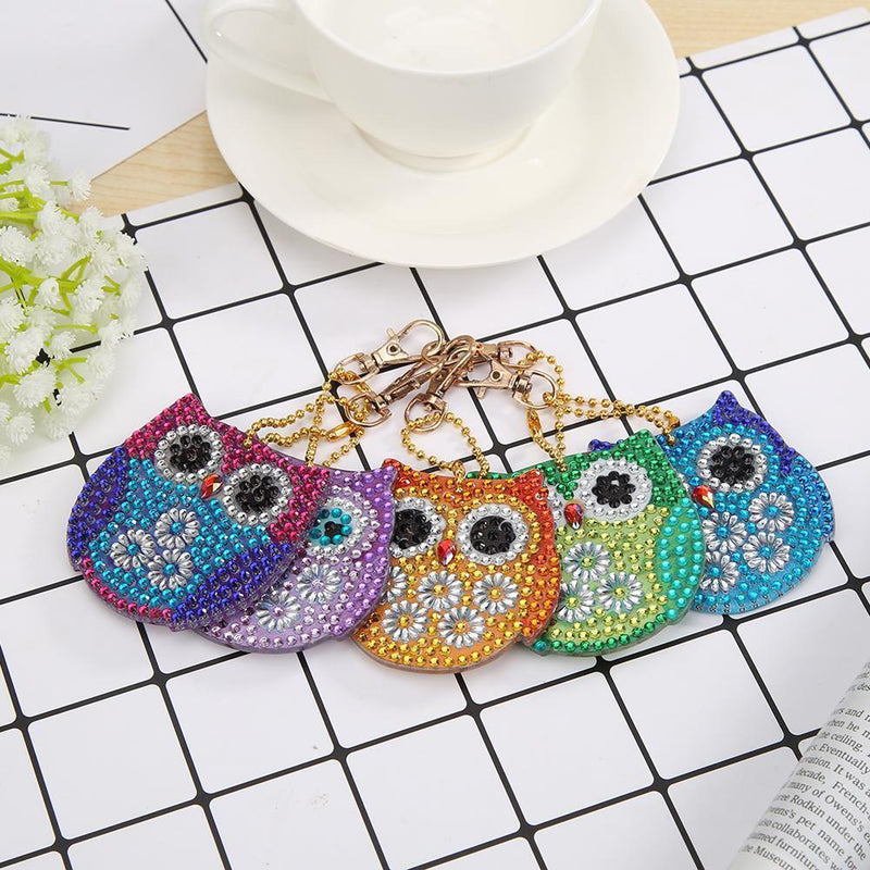 5pcs DIY Full Drill Special Shaped Diamond Painting Bird Keychains Pendant Gift